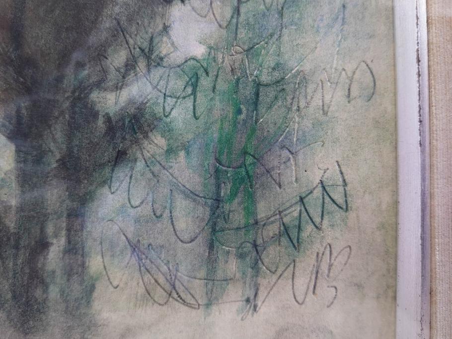 真作　1974年　サイタ亨　「草津天狗山 しゃくなげの咲く頃」　F6(6号)　絵画(鉛筆、水彩、DR.T.SAITA、サイン入り、落款印、肉筆、風景、花、山、額装)(R-079121)
