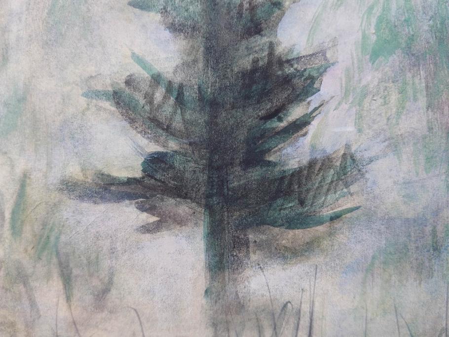 真作　1974年　サイタ亨　「草津天狗山 しゃくなげの咲く頃」　F6(6号)　絵画(鉛筆、水彩、DR.T.SAITA、サイン入り、落款印、肉筆、風景、花、山、額装)(R-079121)
