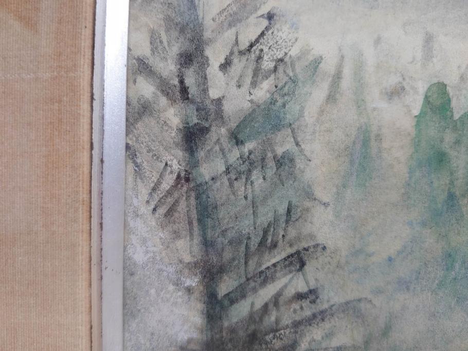 真作　1974年　サイタ亨　「草津天狗山 しゃくなげの咲く頃」　F6(6号)　絵画(鉛筆、水彩、DR.T.SAITA、サイン入り、落款印、肉筆、風景、花、山、額装)(R-079121)
