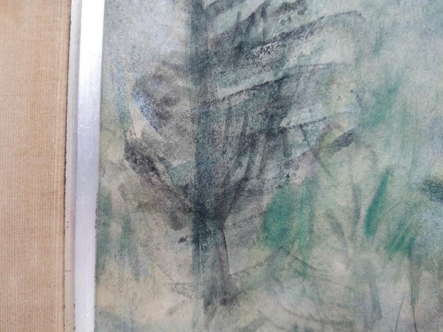 真作　1974年　サイタ亨　「草津天狗山 しゃくなげの咲く頃」　F6(6号)　絵画(鉛筆、水彩、DR.T.SAITA、サイン入り、落款印、肉筆、風景、花、山、額装)(R-079121)