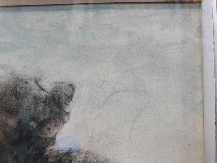 真作　1974年　サイタ亨　「草津天狗山 しゃくなげの咲く頃」　F6(6号)　絵画(鉛筆、水彩、DR.T.SAITA、サイン入り、落款印、肉筆、風景、花、山、額装)(R-079121)