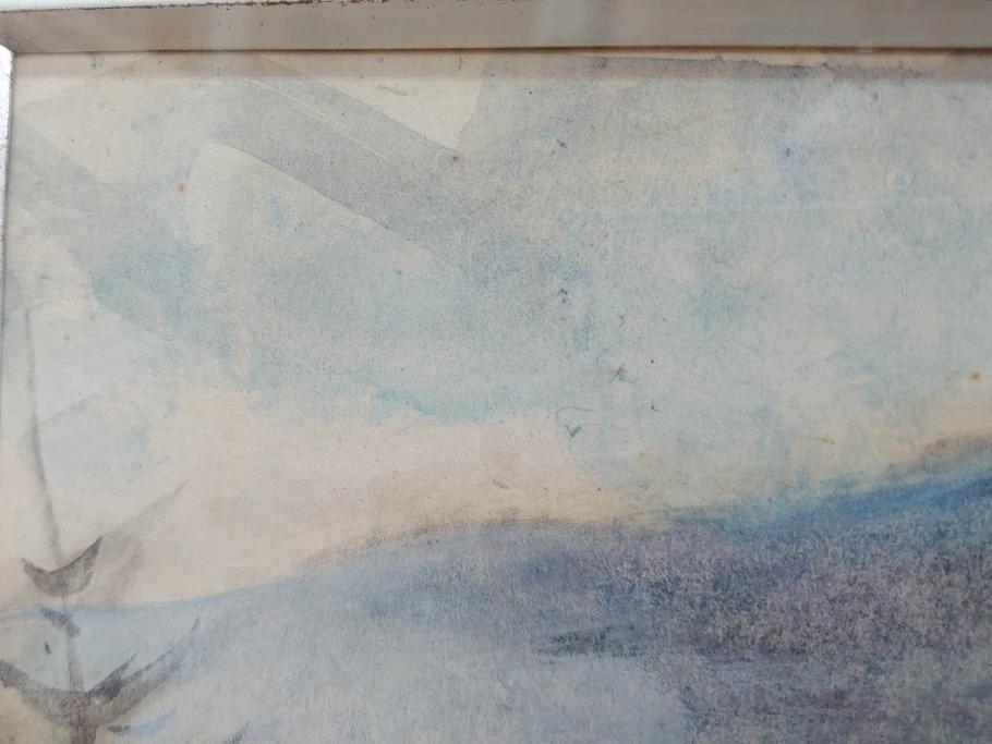 真作　1974年　サイタ亨　「草津天狗山 しゃくなげの咲く頃」　F6(6号)　絵画(鉛筆、水彩、DR.T.SAITA、サイン入り、落款印、肉筆、風景、花、山、額装)(R-079121)