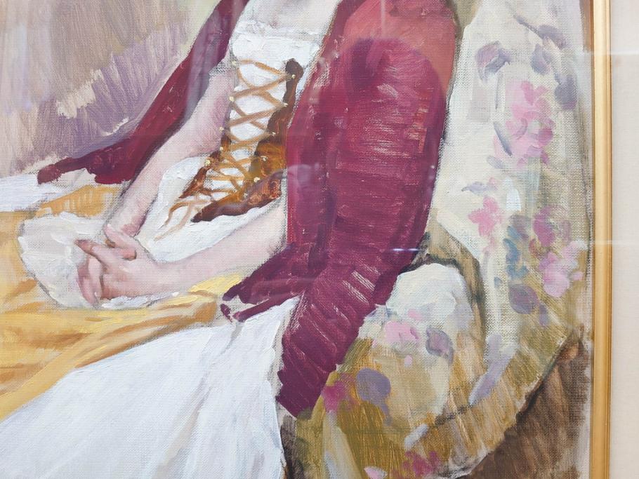 真作　吉野谷幸重　「踊り子」　F12(12号)　絵画(油絵、油彩、人物画、女性、バレリーナ、肉筆、サイン入り、額装)(R-079123)