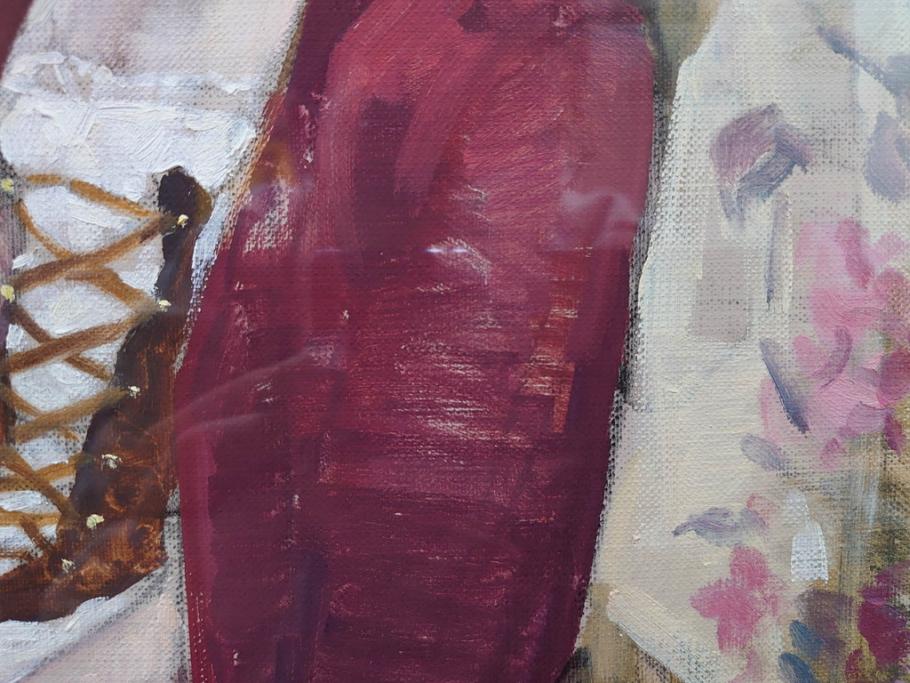 真作　吉野谷幸重　「踊り子」　F12(12号)　絵画(油絵、油彩、人物画、女性、バレリーナ、肉筆、サイン入り、額装)(R-079123)