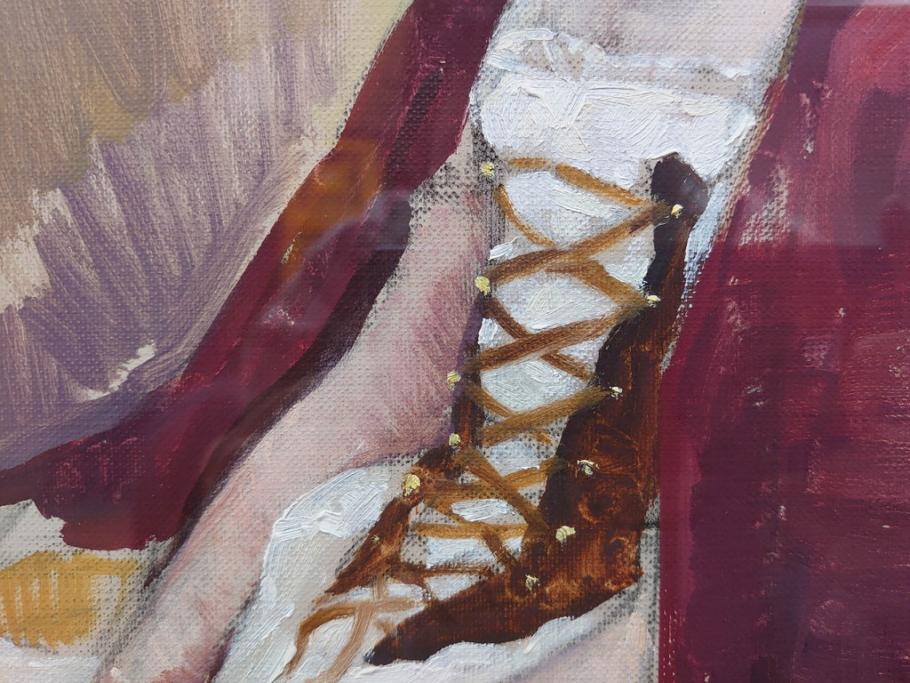 真作　吉野谷幸重　「踊り子」　F12(12号)　絵画(油絵、油彩、人物画、女性、バレリーナ、肉筆、サイン入り、額装)(R-079123)