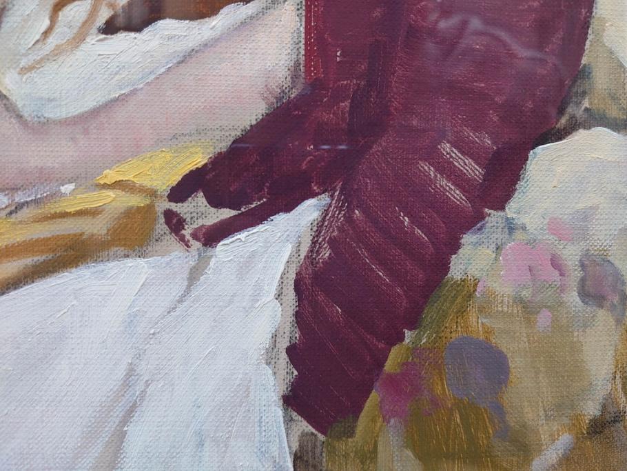真作　吉野谷幸重　「踊り子」　F12(12号)　絵画(油絵、油彩、人物画、女性、バレリーナ、肉筆、サイン入り、額装)(R-079123)