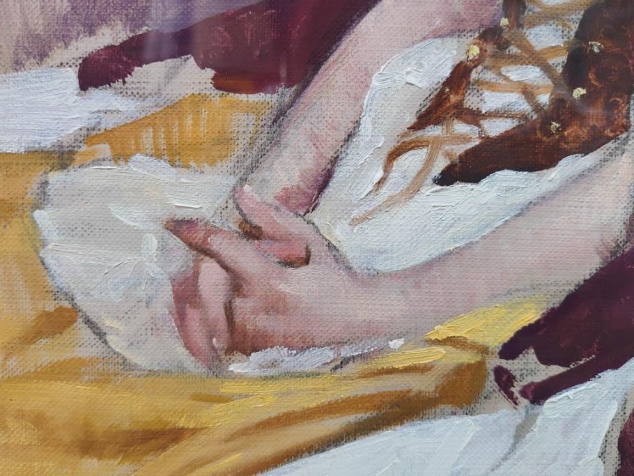 真作　吉野谷幸重　「踊り子」　F12(12号)　絵画(油絵、油彩、人物画、女性、バレリーナ、肉筆、サイン入り、額装)(R-079123)