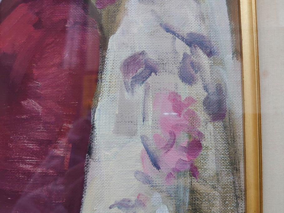 真作　吉野谷幸重　「踊り子」　F12(12号)　絵画(油絵、油彩、人物画、女性、バレリーナ、肉筆、サイン入り、額装)(R-079123)