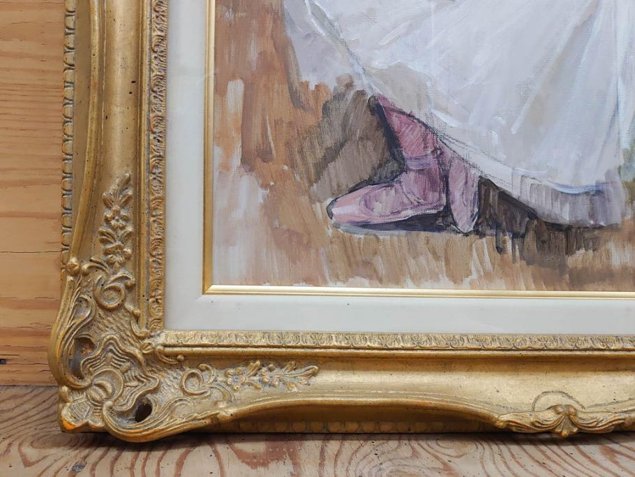 真作　吉野谷幸重　「踊り子」　F12(12号)　絵画(油絵、油彩、人物画、女性、バレリーナ、肉筆、サイン入り、額装)(R-079123)