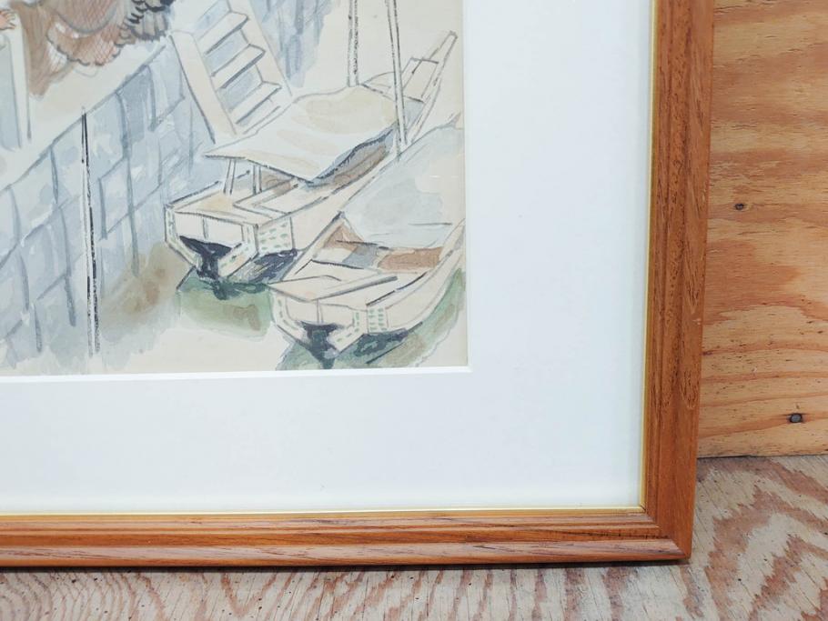 真作　洋画家・版画家　和田三造　「虚無僧」 「舟やど」 「花売り」　ノスタルジーな雰囲気を感じる木版画3点セット(昭和職業絵尽、京都版画院、絵画、人物、職業、女性、男性、子供、動物、壁掛け、額装、外箱付き)(R-079124)　