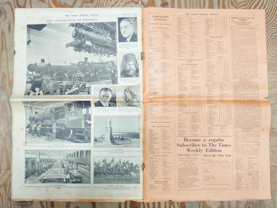 アンティーク　戦前　1936年　イギリス　THE TIMES WEEKLY EDITION　英字新聞46部(英国、広告、カラー、白黒、ディスプレイ、情報誌、ニュースペーパー、newspaper)(R-079125)　