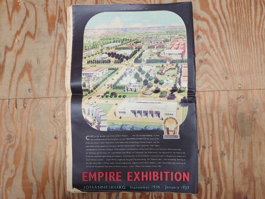 アンティーク　戦前　1936年　イギリス　THE TIMES WEEKLY EDITION　英字新聞46部(英国、広告、カラー、白黒、ディスプレイ、情報誌、ニュースペーパー、newspaper)(R-079125)　
