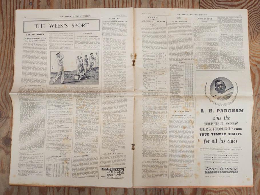 アンティーク　戦前　1936年　イギリス　THE TIMES WEEKLY EDITION　英字新聞46部(英国、広告、カラー、白黒、ディスプレイ、情報誌、ニュースペーパー、newspaper)(R-079125)　