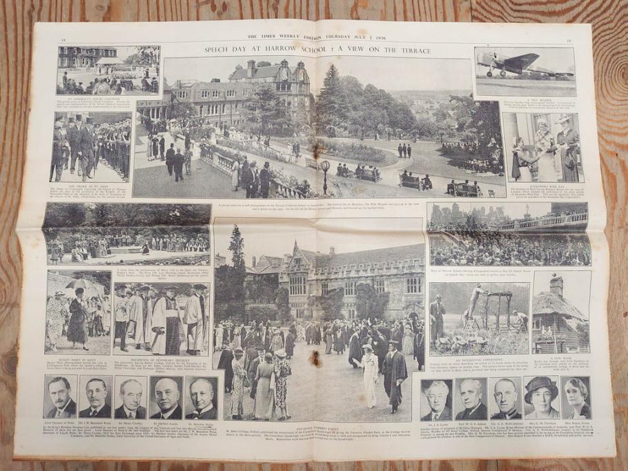 アンティーク　戦前　1936年　イギリス　THE TIMES WEEKLY EDITION　英字新聞46部(英国、広告、カラー、白黒、ディスプレイ、情報誌、ニュースペーパー、newspaper)(R-079125)　