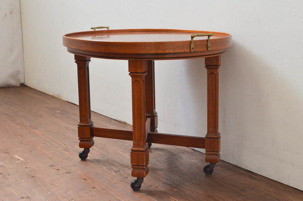 中古　美品　DREXEL HERITAGE(ドレクセルヘリテイジ)　FRANCHESCA(フランチェスカ)　キャスター付きで便利! クラシカルなツインカクテルテーブル(サイドテーブル、ワゴン、トロリー、コーヒーテーブル)(R-076056)