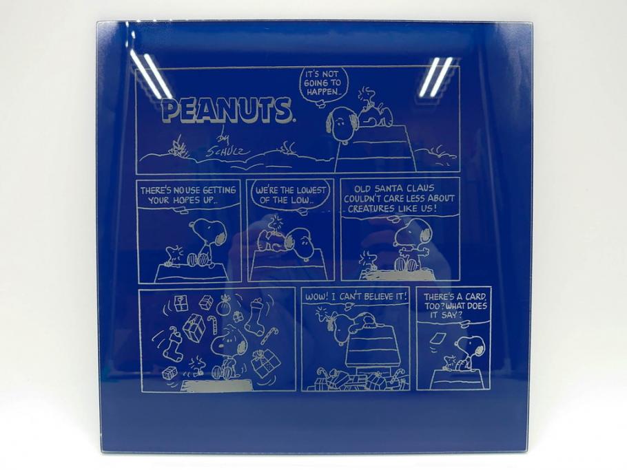 1989年　Charles M. Schulz(チャールズ M. シュルツ)　Snoopy(スヌーピー)　PEANUTS(ピーナッツ)　サイン写真&ガラス板2点セット(ケース付き、ディスプレイ、サイン入り、額装)(R-079134)