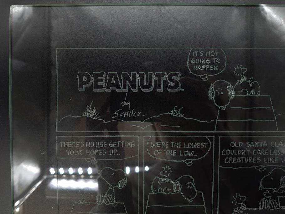 1989年　Charles M. Schulz(チャールズ M. シュルツ)　Snoopy(スヌーピー)　PEANUTS(ピーナッツ)　サイン写真&ガラス板2点セット(ケース付き、ディスプレイ、サイン入り、額装)(R-079134)