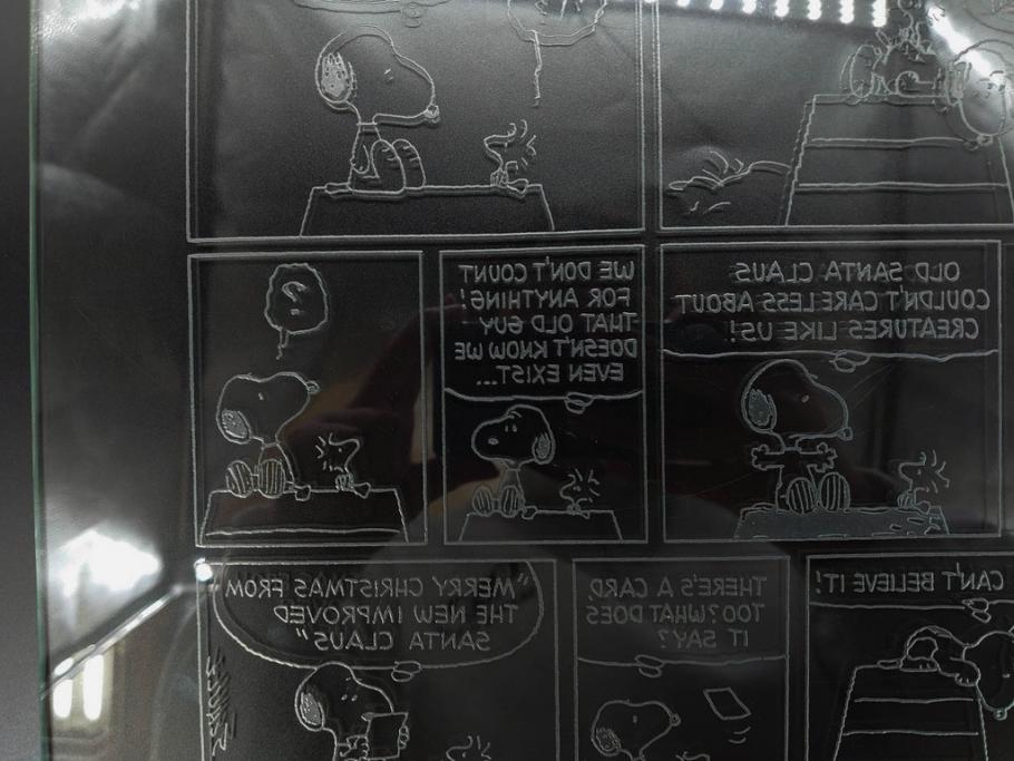 1989年　Charles M. Schulz(チャールズ M. シュルツ)　Snoopy(スヌーピー)　PEANUTS(ピーナッツ)　サイン写真&ガラス板2点セット(ケース付き、ディスプレイ、サイン入り、額装)(R-079134)