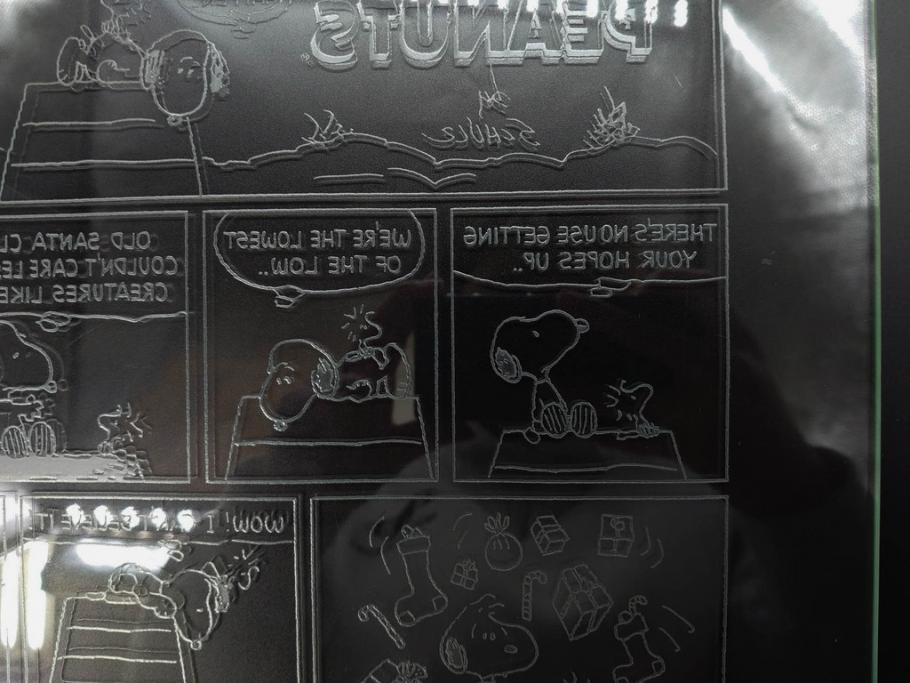 1989年　Charles M. Schulz(チャールズ M. シュルツ)　Snoopy(スヌーピー)　PEANUTS(ピーナッツ)　サイン写真&ガラス板2点セット(ケース付き、ディスプレイ、サイン入り、額装)(R-079134)