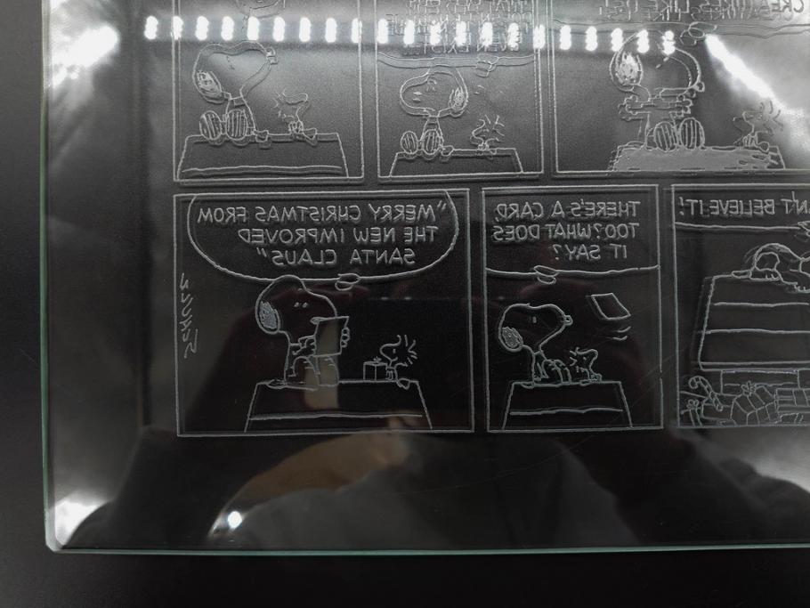 1989年　Charles M. Schulz(チャールズ M. シュルツ)　Snoopy(スヌーピー)　PEANUTS(ピーナッツ)　サイン写真&ガラス板2点セット(ケース付き、ディスプレイ、サイン入り、額装)(R-079134)