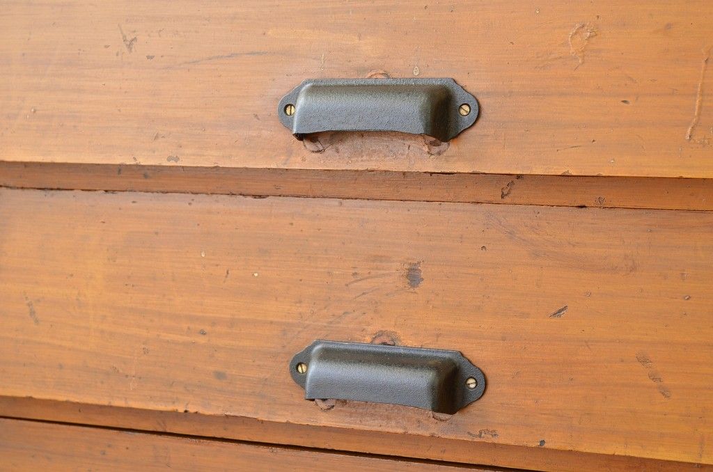 古い木のモールガラスパタパタ下駄箱(アンティーク)