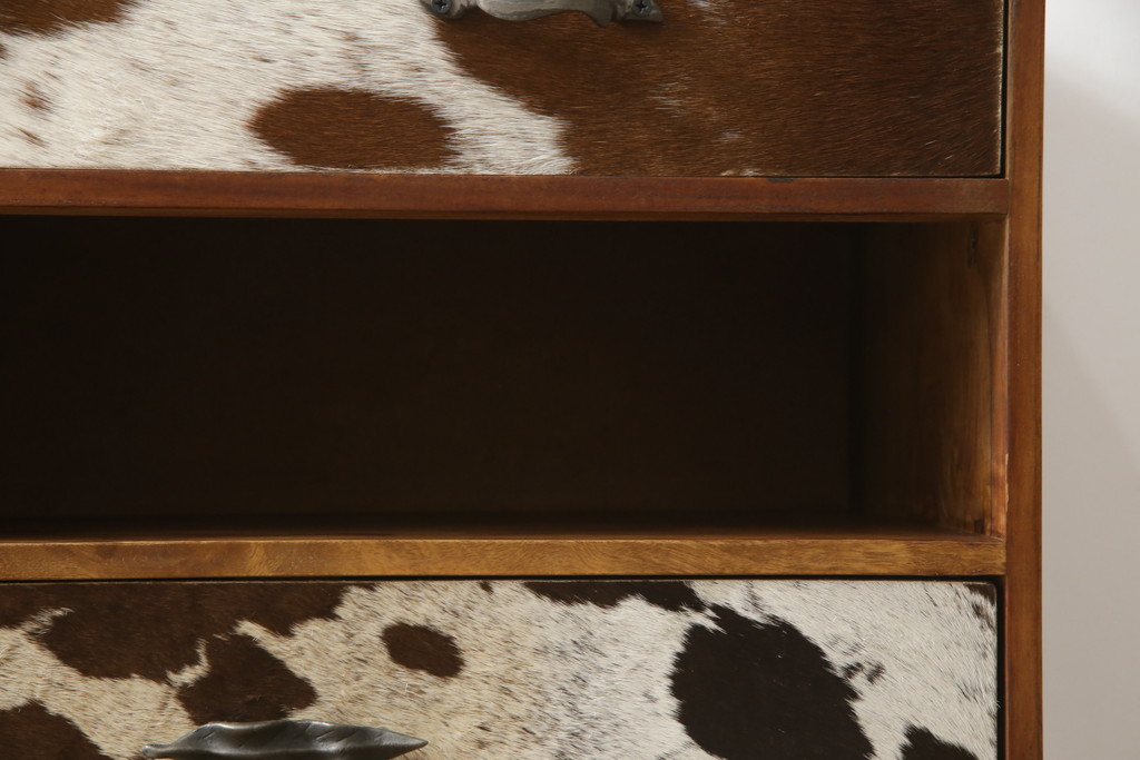 中古　希少な廃番品　ドイツ家具　KARE(カレ)　RODEO(ロデオ)　3Doors 4Drw　異素材の組み合わせがユニークでお洒落なチェスト(サイドチェスト、サイドボード、引き出し、収納棚、戸棚)(R-078746)