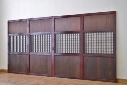 古民具　骨董　格子帯戸4枚セット(アンティーク)