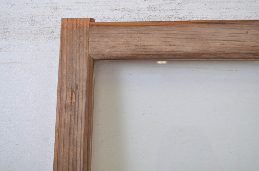 アンティーク建具　古い木味が懐かしい雰囲気漂うガラス戸1枚(引き戸)(R-064606)