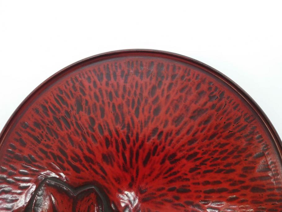 鎌倉彫　彫刻　木製　漆器　和の雰囲気を演出する銘々盆9枚セット(博古堂?、梅、桜、銀杏、紅葉、花、共箱付き)(R-079136)