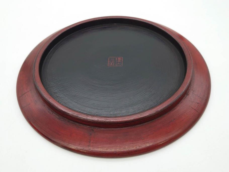 鎌倉彫　彫刻　木製　漆器　和の雰囲気を演出する銘々盆9枚セット(博古堂?、梅、桜、銀杏、紅葉、花、共箱付き)(R-079136)