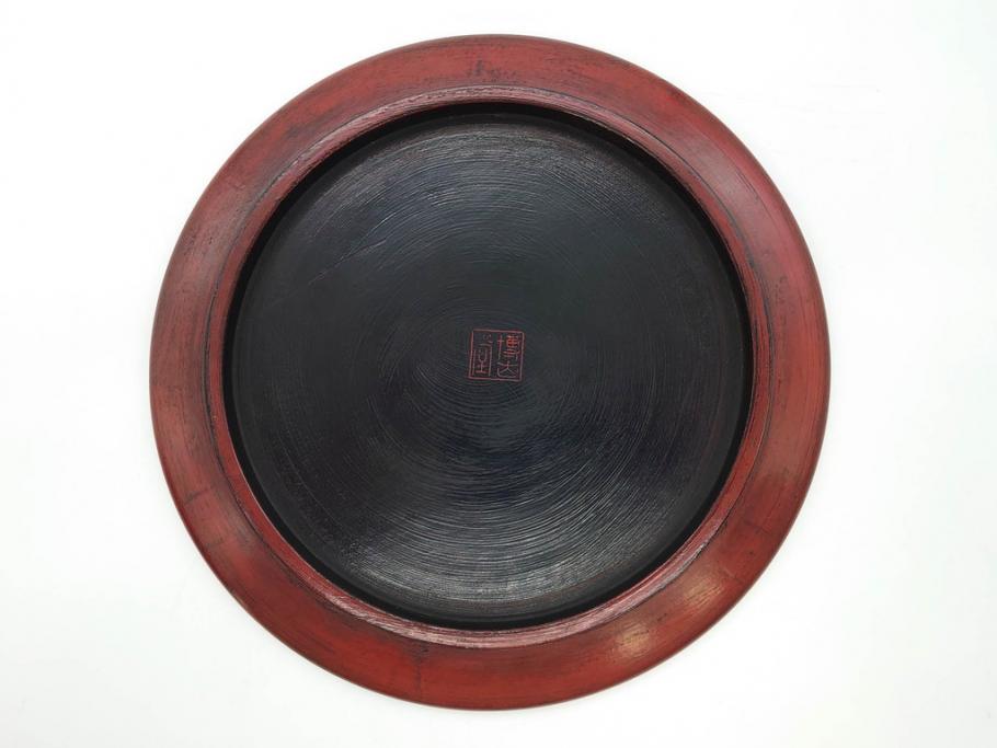 鎌倉彫　彫刻　木製　漆器　和の雰囲気を演出する銘々盆9枚セット(博古堂?、梅、桜、銀杏、紅葉、花、共箱付き)(R-079136)