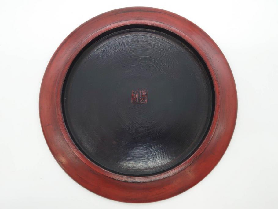 鎌倉彫　彫刻　木製　漆器　和の雰囲気を演出する銘々盆9枚セット(博古堂?、梅、桜、銀杏、紅葉、花、共箱付き)(R-079136)