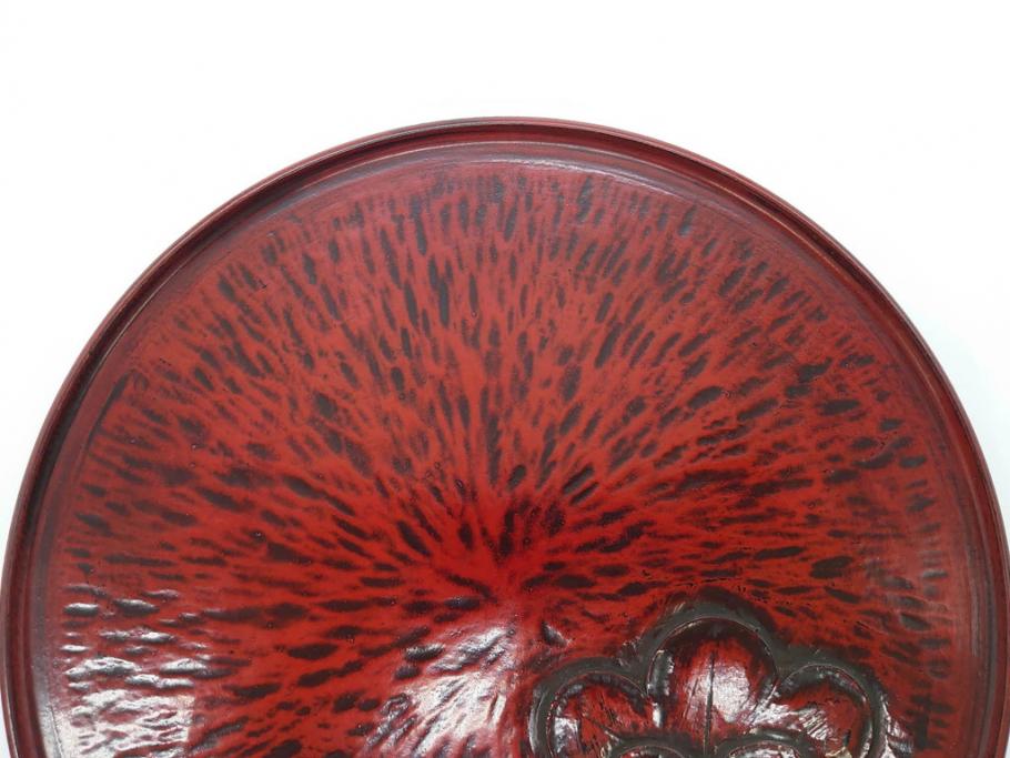 鎌倉彫　彫刻　木製　漆器　和の雰囲気を演出する銘々盆9枚セット(博古堂?、梅、桜、銀杏、紅葉、花、共箱付き)(R-079136)