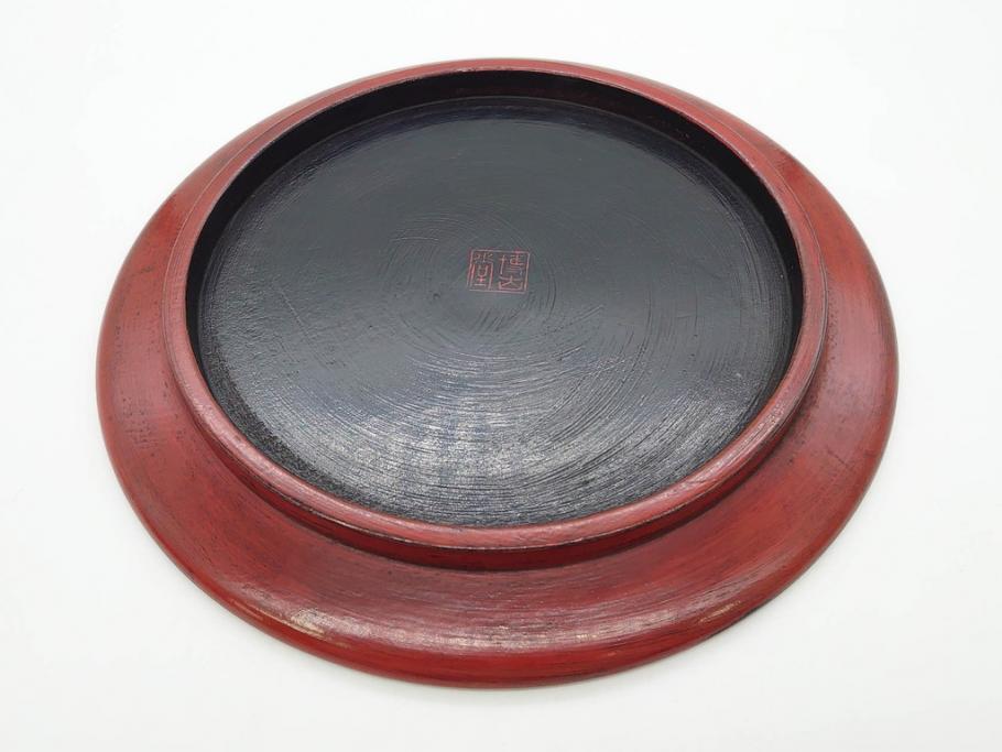 鎌倉彫　彫刻　木製　漆器　和の雰囲気を演出する銘々盆9枚セット(博古堂?、梅、桜、銀杏、紅葉、花、共箱付き)(R-079136)