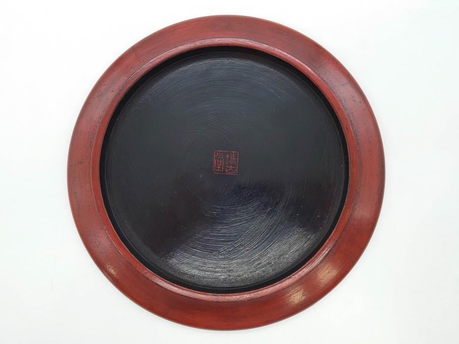 鎌倉彫　彫刻　木製　漆器　和の雰囲気を演出する銘々盆9枚セット(博古堂?、梅、桜、銀杏、紅葉、花、共箱付き)(R-079136)