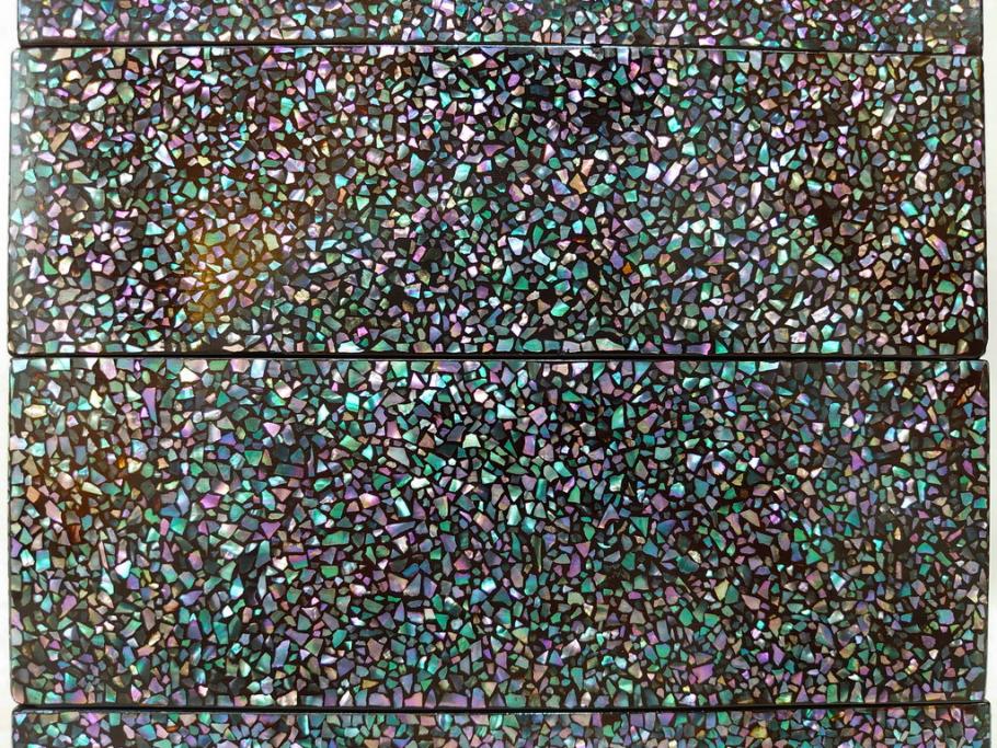 時代物　螺鈿(ラデン)　星をちりばめたような眩い脚付き五段重箱(漆器、木製、お重)(R-079137)