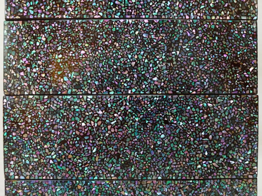時代物　螺鈿(ラデン)　星をちりばめたような眩い脚付き五段重箱(漆器、木製、お重)(R-079137)