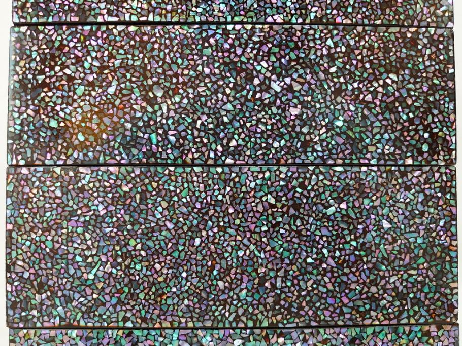 時代物　螺鈿(ラデン)　星をちりばめたような眩い脚付き五段重箱(漆器、木製、お重)(R-079137)