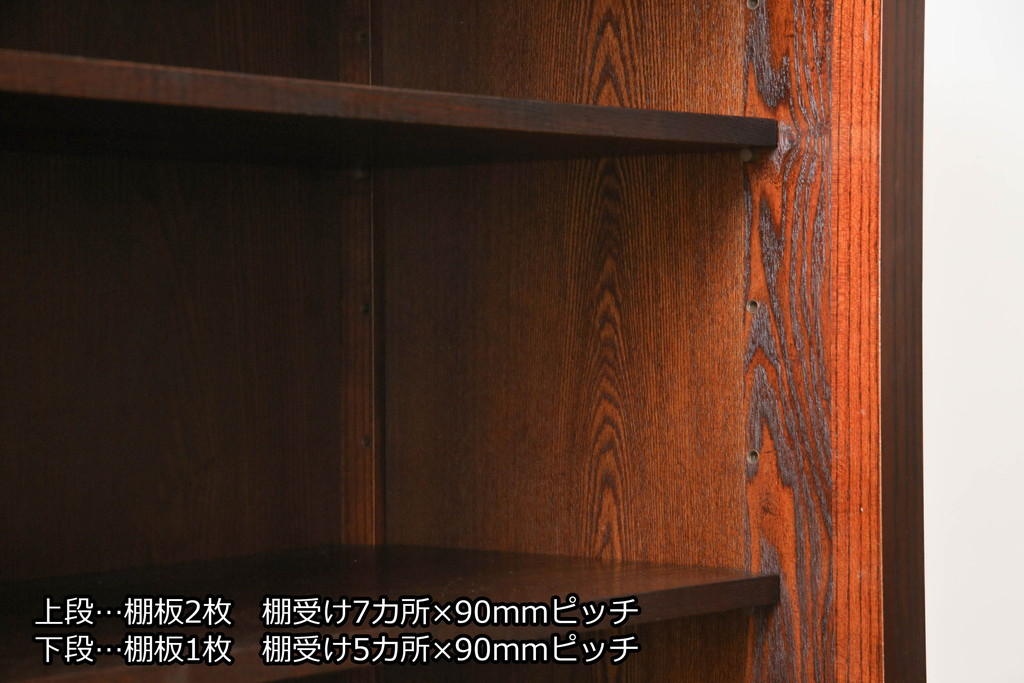 中古　美品　上質な和の空間を演出する二段重ね水屋箪笥(食器棚、茶タンス、キャビネット、収納棚、戸棚)(R-071601)