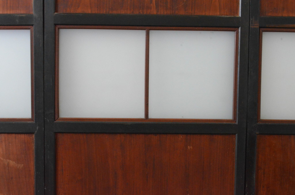 アンティーク建具　和の趣溢れるガラス帯戸4枚セット(引き戸、ガラス戸)(R-064928)