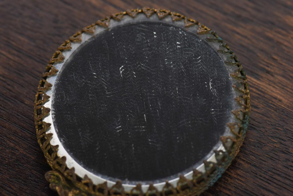 アンティーク雑貨　フランスアンティーク　20世紀前半　リモージュ焼が魅力的な小型ハンドミラー(手鏡)