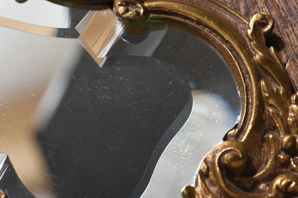 アンティーク雑貨　フランスアンティーク　アカンサスの装飾が目を惹く豪華なハンドミラー(手鏡)