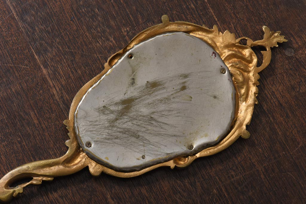 アンティーク雑貨　フランスアンティーク　アカンサスの装飾が目を惹く豪華なハンドミラー(手鏡)