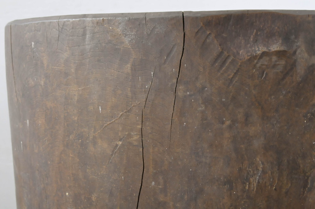 和製アンティーク　味わい深い総欅(ケヤキ)材の臼(ウス、うす、ディスプレイ、DIY)(R-064522)
