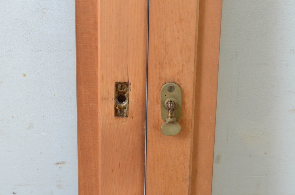 ビンテージ建具　シンプルなデザインが取り入れやすいガラス窓2枚セット(引き戸、ガラス戸、ヴィンテージ)(R-065014)