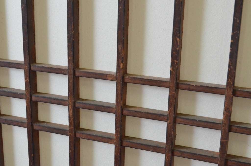 アンティーク建具　木味の趣を楽しめる障子帯戸1枚(引き戸、障子戸、板戸)(R-064936)