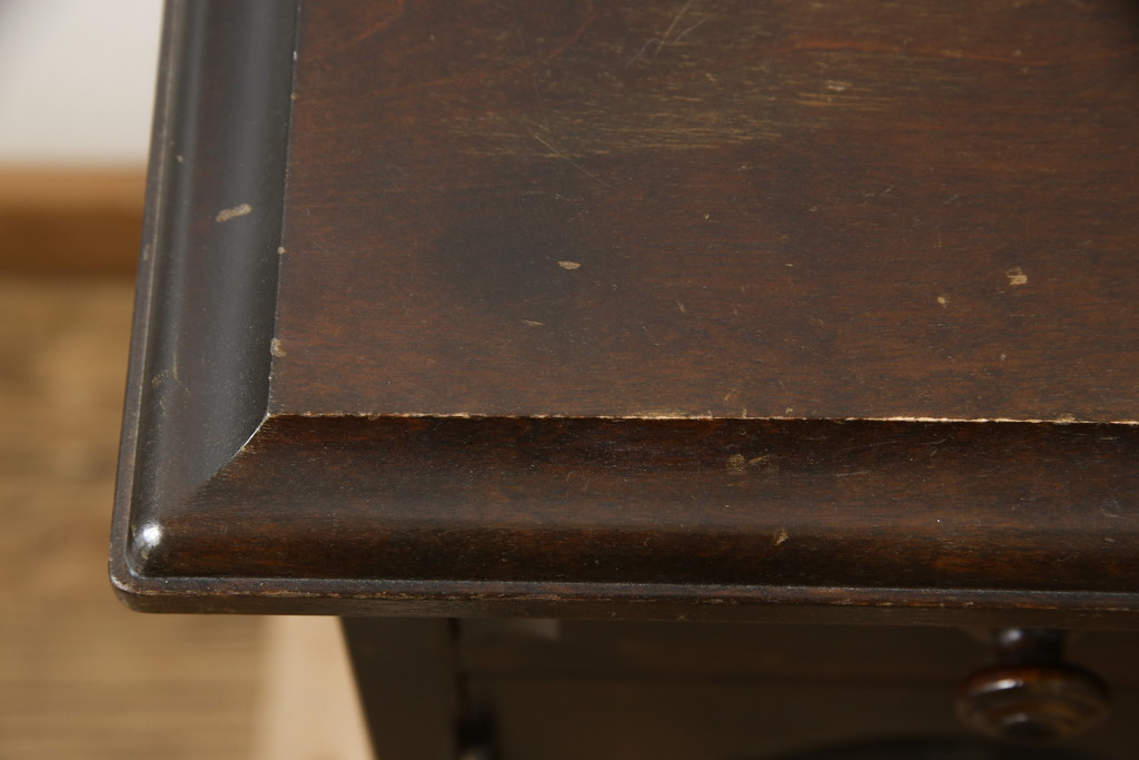 和製ビンテージ　北海道民芸家具　ドレッサーリメイク　クラシカルな佇まいのスツール付きコンソールデスク(コンソールテーブル、机、在宅用、在宅ワーク、ヴィンテージ)(R-058999)