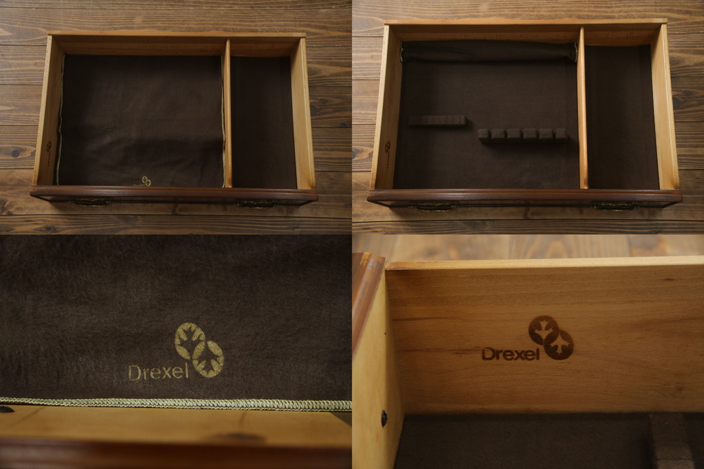 中古　美品　DREXEL HERITAGE(ドレクセルヘリテイジ)　高級感漂う上品なデザインのキャビネット(チャイナキャビネット、収納棚、戸棚、飾り棚、陳列棚、食器棚、カップボード)(R-064882)