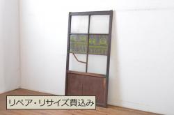 アンティーク建具　シックな空間作りにおすすめな帯戸2枚セット(引き戸、板戸)(R-068324)