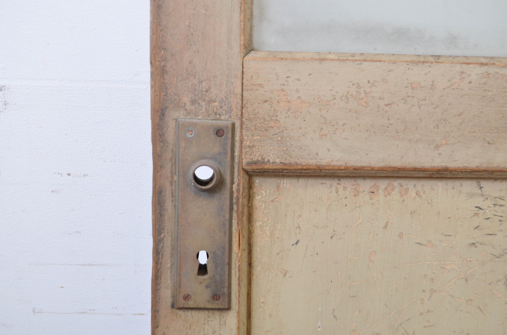 アンティーク建具　ペイント仕上げ限定　剥げたペンキの風合いが味わい深いドア1枚(扉、木製ドア、木製扉)(R-064625)